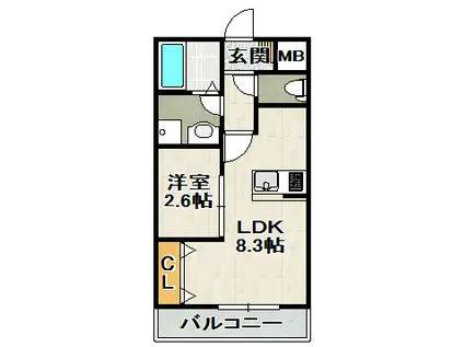 ONLYONE宝塚(1LDK/1階)の間取り写真