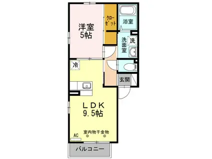 サウスウィンドフレア(1LDK/2階)の間取り写真