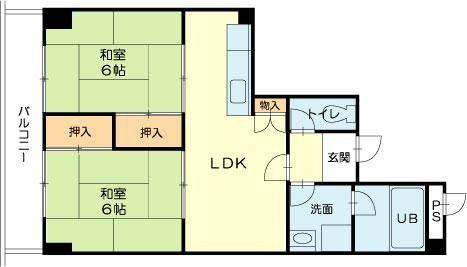 土山ヤングコーポ(2LDK/1階)の間取り写真