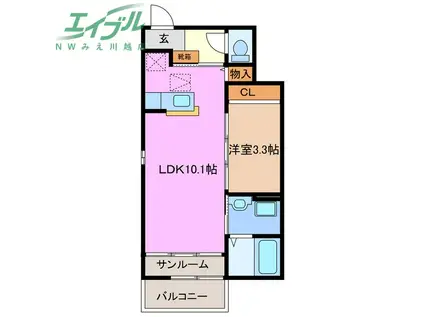 GREEN(1LDK/1階)の間取り写真