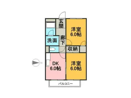 サープラスII里岸(2DK/1階)の間取り写真