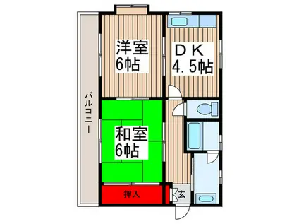 フラット萩(2DK/3階)の間取り写真