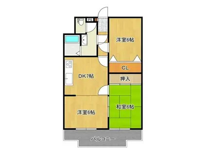 DESEO竹園(3DK/1階)の間取り写真