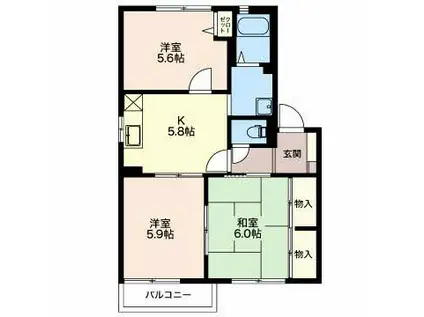 コーポ フェニックス D(3K/2階)の間取り写真