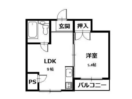 シーアイマンション(1LDK/2階)の間取り写真