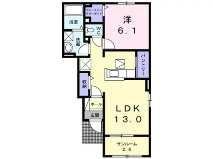 ウーノ A(1LDK/1階)の間取り写真