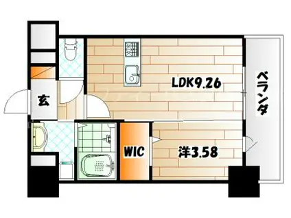 TEH HILLS KOKURA(1LDK/12階)の間取り写真