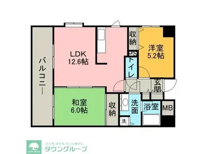 アーバンパレス大濠(2LDK/3階)の間取り写真