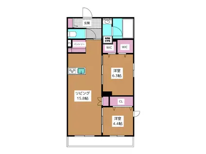 ラ ケイム(2LDK/2階)の間取り写真