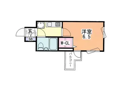 エスリード三宮第2(1K/8階)の間取り写真