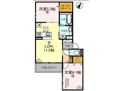 PREMIERE SAKURA(2LDK/1階)の間取り写真