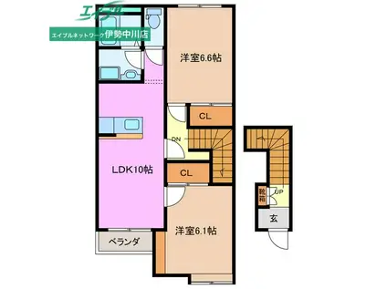 フローリィ(2LDK/2階)の間取り写真