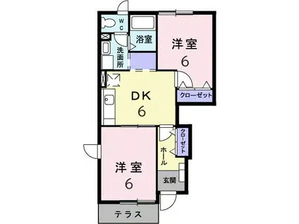 マロニエII(2DK/1階)の間取り写真
