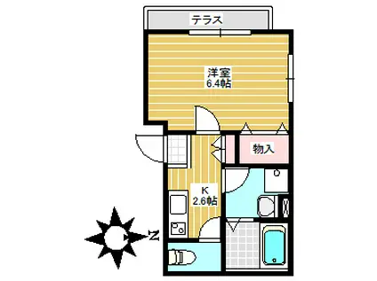 オルレア(1K/1階)の間取り写真
