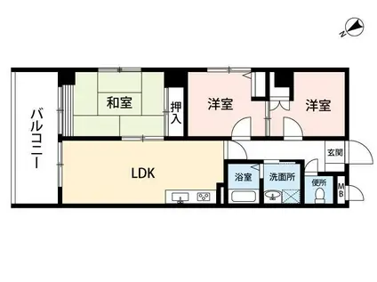 フローラルパレス元町(3LDK/2階)の間取り写真