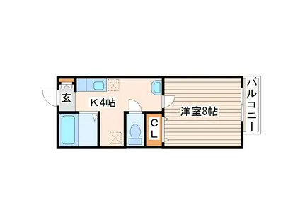 フォンターナ(1K/2階)の間取り写真