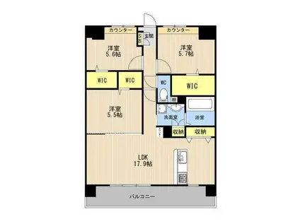 LIBTH光の森(3LDK/8階)の間取り写真