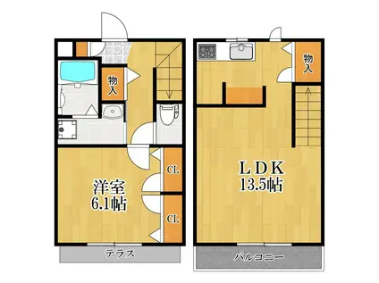 カサベルテ(1LDK/1階)の間取り写真