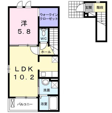 T・スクエアII(1LDK/2階)の間取り写真