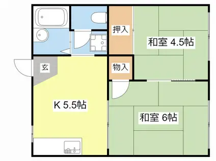 田中ハイツ(2K/1階)の間取り写真