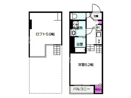 シエルブルー(1K/2階)の間取り写真
