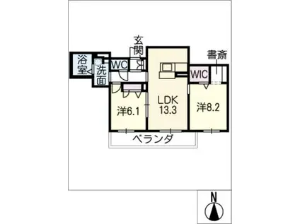 リオリエント岐阜北(2LDK/1階)の間取り写真