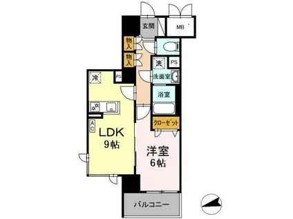 プロムナード鷹匠(1LDK/7階)の間取り写真