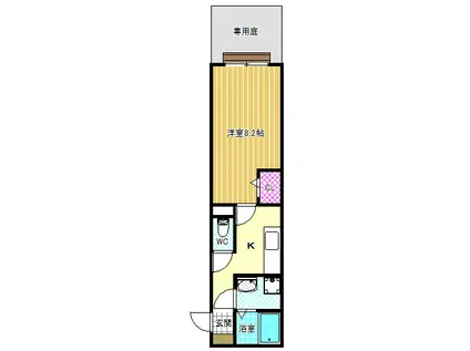 エスポワールB棟(1K/1階)の間取り写真