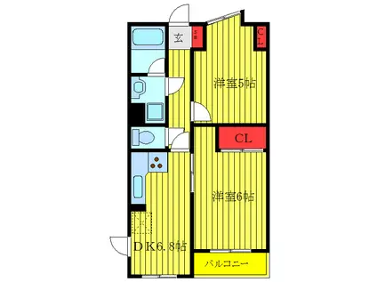グリーンヒルズ飛鳥山(2DK/3階)の間取り写真