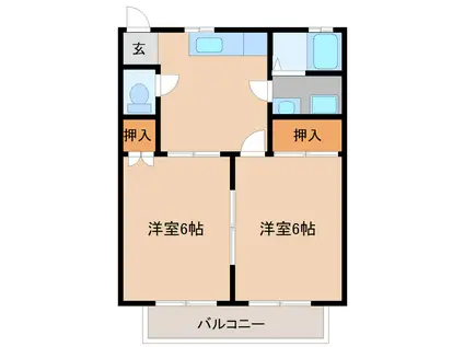 スカイメゾンヌマサト(2DK/2階)の間取り写真