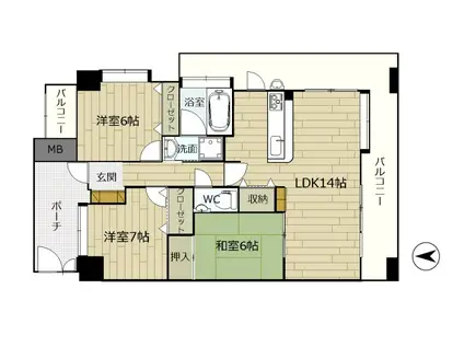 エクセーロ駅西(3LDK/2階)の間取り写真