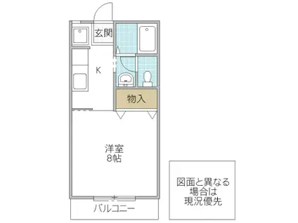 フローラル・ハイツ A棟(1K/1階)の間取り写真