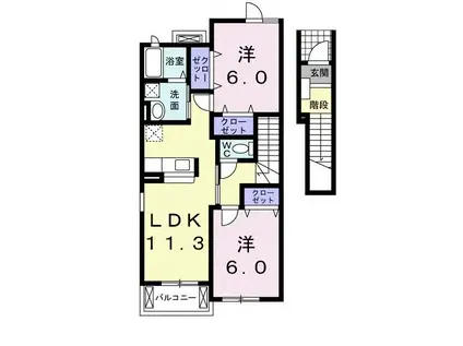 リバーサイドビラ生田 I(2LDK/2階)の間取り写真