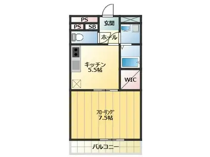 アンプルールフェールREALIF(1DK/2階)の間取り写真