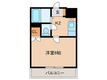 鹿児島市電谷山線 荒田八幡駅 徒歩4分 5階建 築30年(1K/2階)の間取り写真