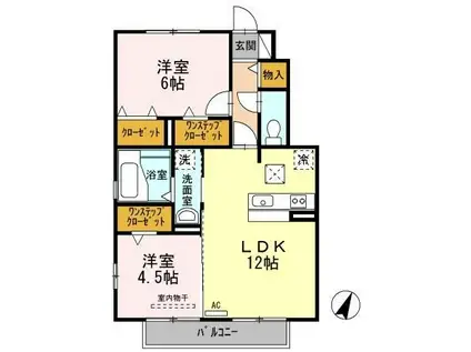 エクレール南(2LDK/1階)の間取り写真