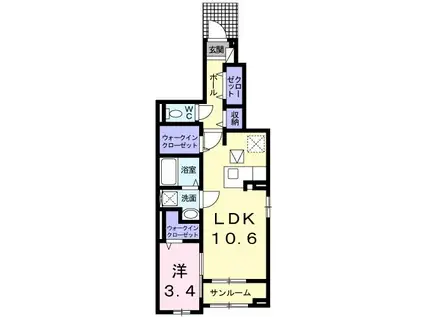 ベル・プロムナードI(1LDK/1階)の間取り写真