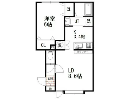 フェアリーローズ(1LDK/1階)の間取り写真