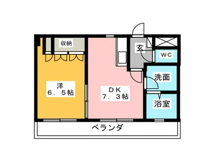 ハピネス本郷(1DK/1階)の間取り写真