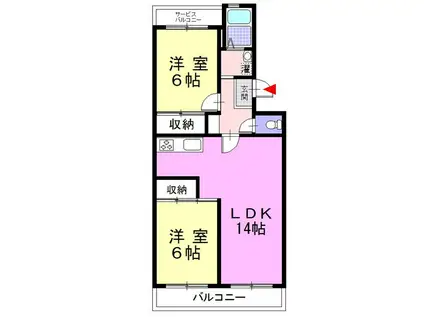 メゾン関本(2LDK/1階)の間取り写真