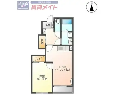 B CADETTES(1LDK/1階)の間取り写真