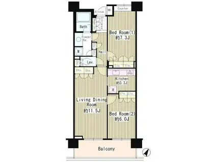 クラッサ目黒(2LDK/2階)の間取り写真