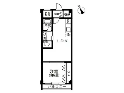 秀和月島レジデンス(1LDK/4階)の間取り写真