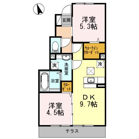 プリマヴェーラ(2DK/1階)の間取り写真