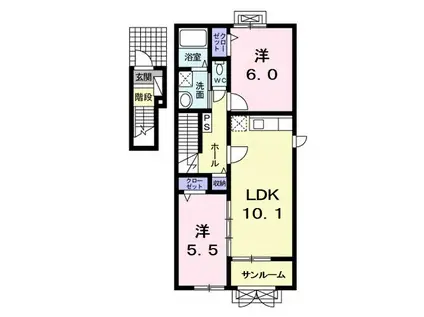 サンコートM2(2LDK/2階)の間取り写真