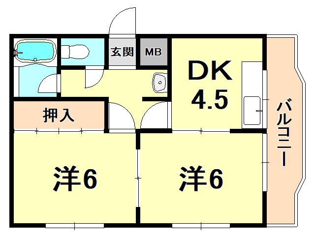 アムール曙(2K/3階)の間取り写真