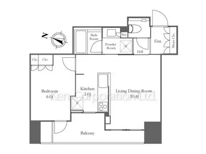 プラウドタワー東池袋ステーションアリーナ(1LDK/7階)の間取り写真