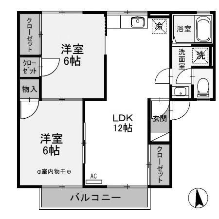 グレイスエステートB(2LDK/1階)の間取り写真