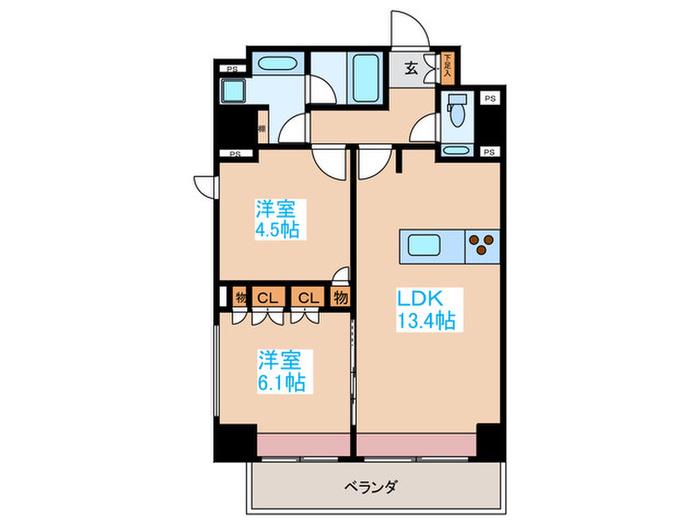 パークハビオ東中野(2LDK/13階)の間取り写真