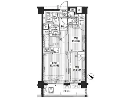 サンウッド代々木西参道(2LDK/2階)の間取り写真